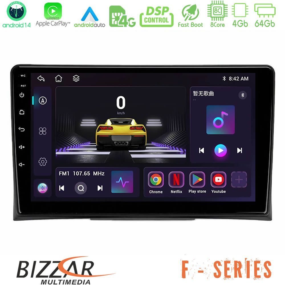 Bizzar F Series 8Core Android14 4+64GB  VW Transporter 2003-2015 Navigation Multimedia Tablet 9" Με Carplay & Android Auto