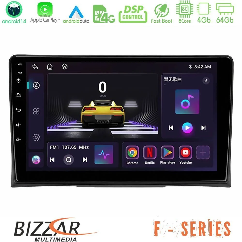 Bizzar F Series 8Core Android14 4+64GB VW Transporter 2003-2015 Navigation Multimedia Tablet 9" Με Carplay & Android Auto