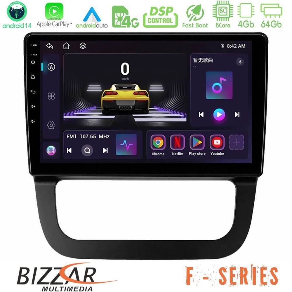 Bizzar F Series 8Core Android14 4+64GB VW Jetta Navigation Multimedia Tablet 10" Με Carplay & Android Auto