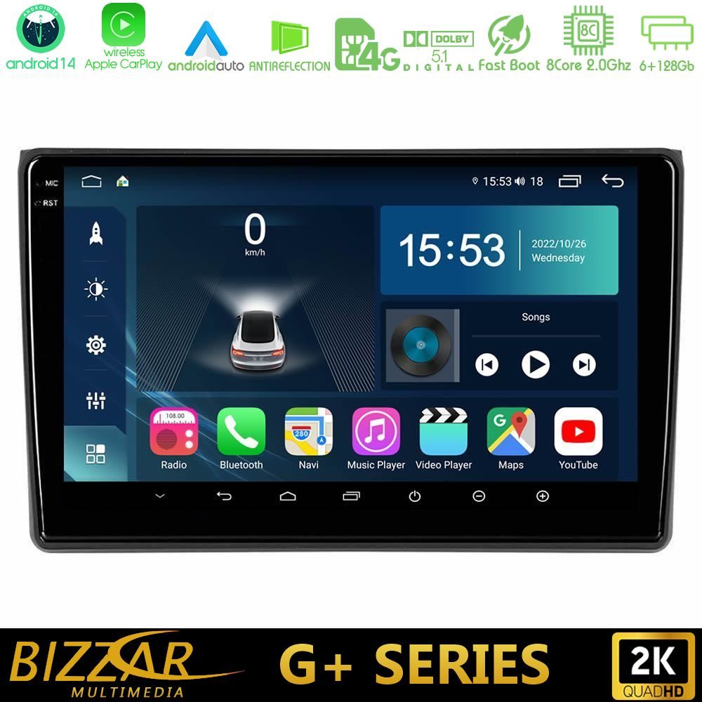 Bizzar G+ Series Audi A4 B7 8core Android14 6+128GB Navigation Multimedia Tablet 9"