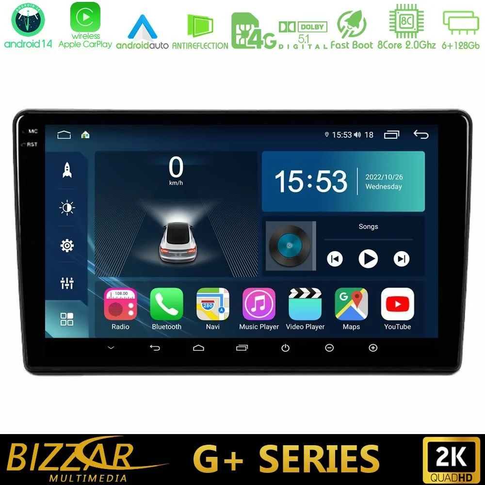 Bizzar G+ Series Peugeot Partner / Citroen Berlingo 2008-2018 8Core Android14 6+128GB Navigation Multimedia Tablet 9"