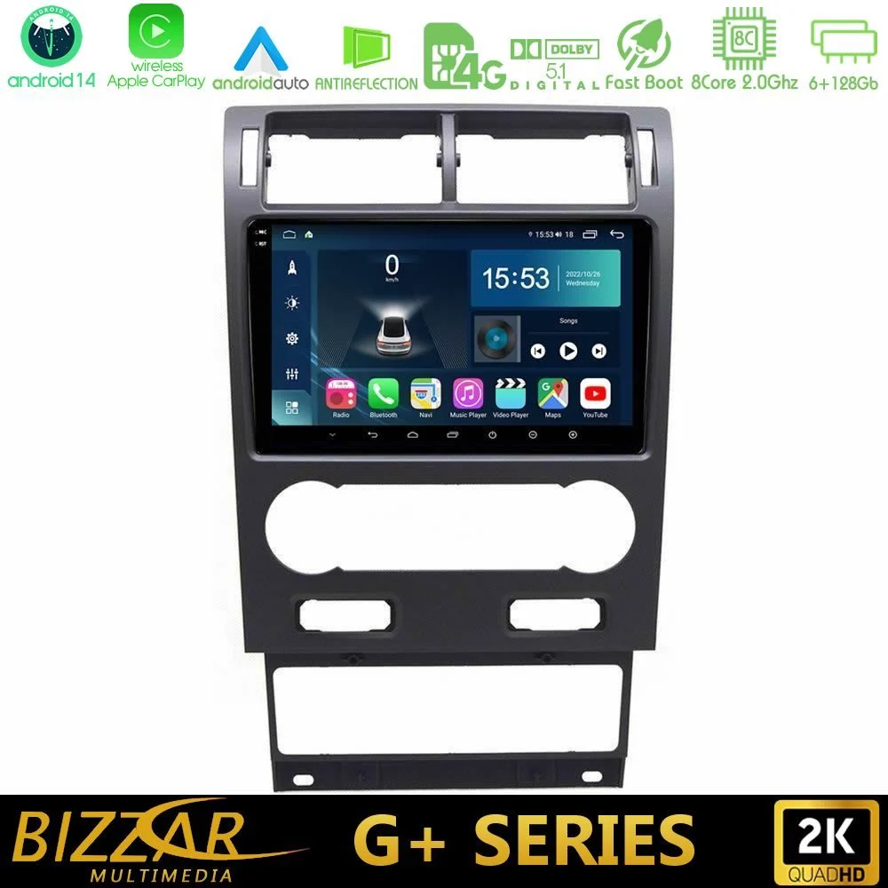 Bizzar G+ Series Ford Mondeo 2004-2007 8core Android14 6+128GB Navigation Multimedia Tablet 9"