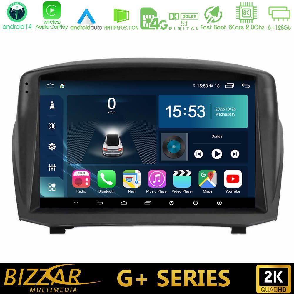 Bizzar G+ Series Ford Fiesta 2008-2016 8core Android14 6+128GB Navigation Multimedia Tablet 9" (Oem Style)