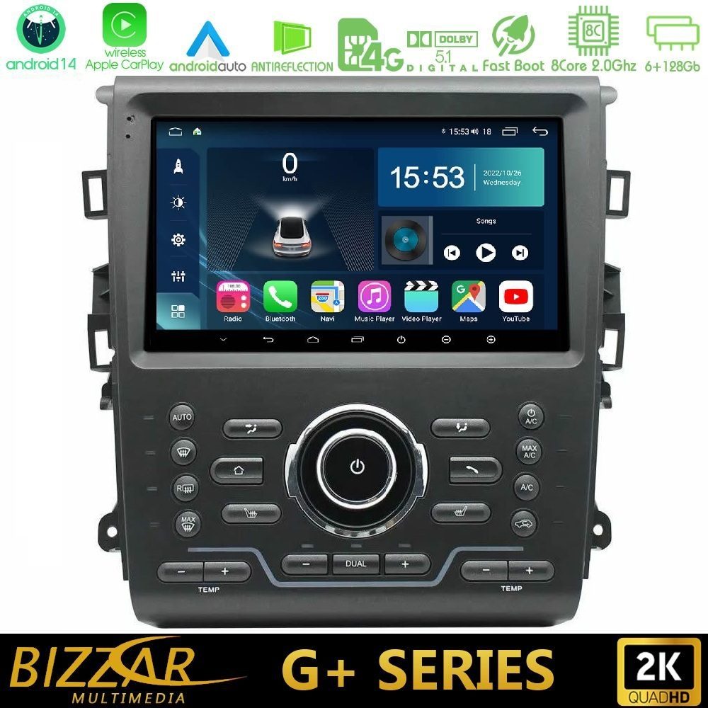 Bizzar G+ Series Ford Mondeo 2014-2021 8core Android14 6+128GB Navigation Multimedia Tablet 9"