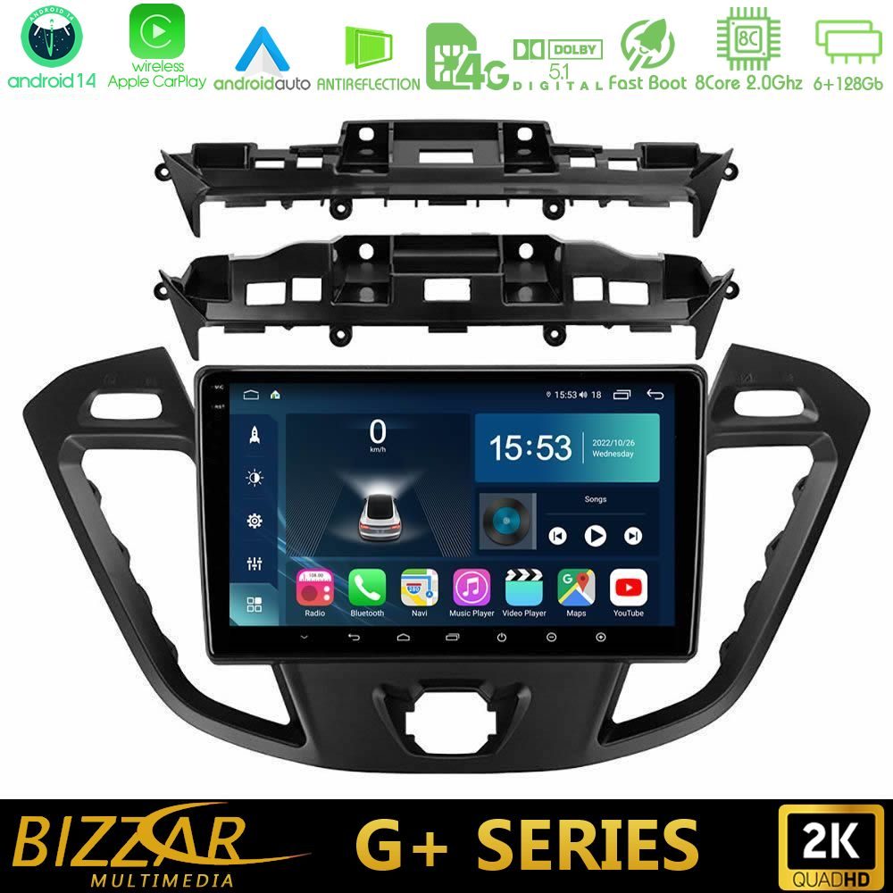Bizzar G+ Series Ford Transit Custom/Tourneo Custom 8core Android14 6+128GB Navigation Multimedia Tablet 9"