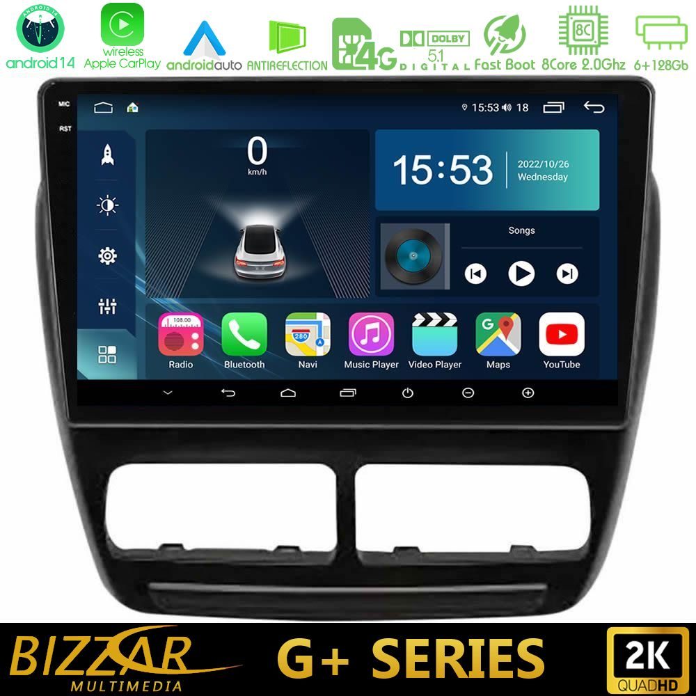 Bizzar G+ Series Fiat Doblo / Opel Combo 2010-2014 8Core Android14 6+128GB Navigation Multimedia Tablet 9"
