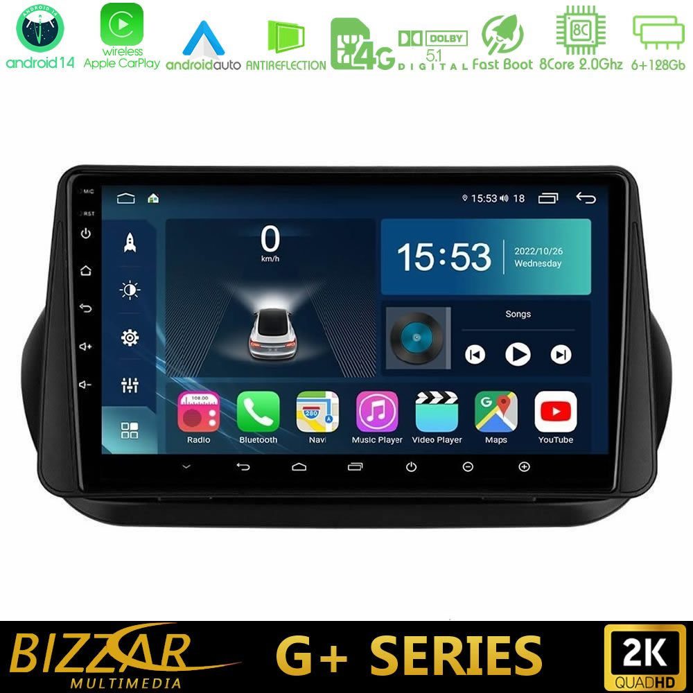 Bizzar G+ Series Fiat Fiorino/Citroen Nemo/Peugeot Bipper 8core Android14 6+128GB Navigation Multimedia Tablet 10"