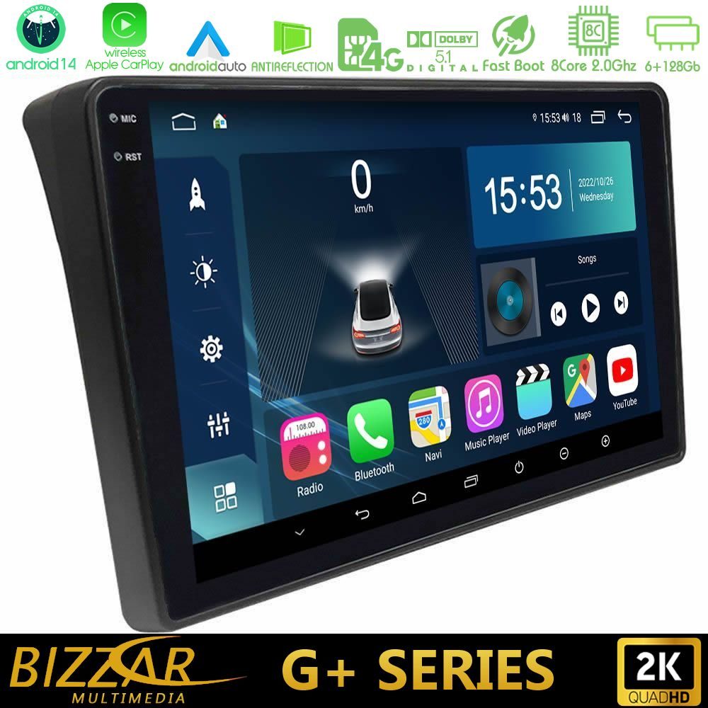 Bizzar G+ Series Fiat Ducato/Citroen Jumper/Peugeot Boxer 8core Android14 6+128GB Navigation Multimedia Tablet 9"