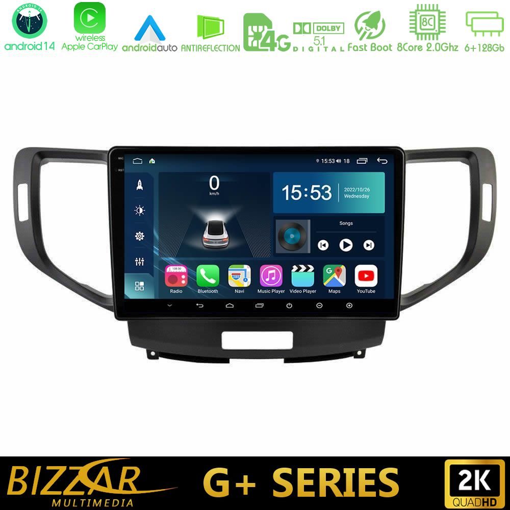 Bizzar G+ Series Honda Accord 2008-2015 8core Android14 6+128GB Navigation Multimedia Tablet 9"