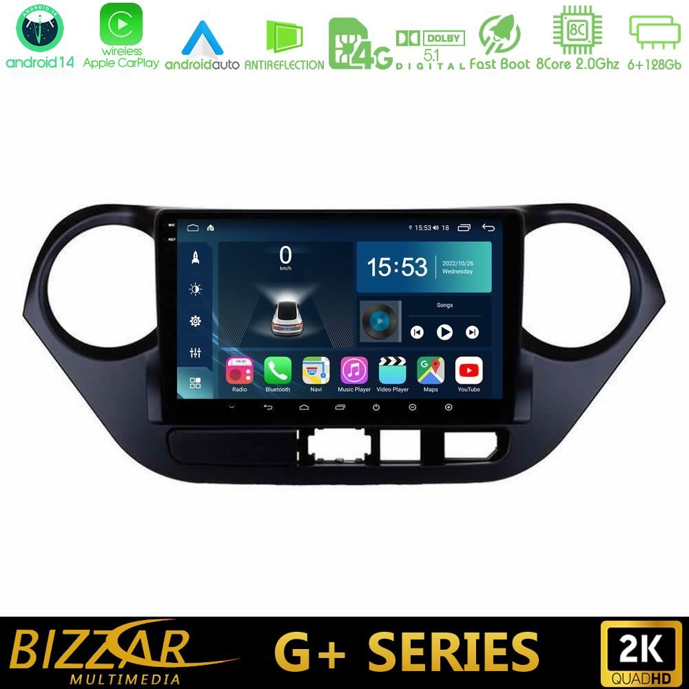 Bizzar G+ Series Hyundai i10 2014-2020 8core Android14 6+128GB Navigation Multimedia Tablet 9"