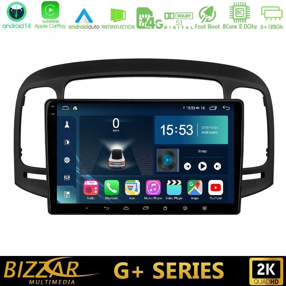 Bizzar G+ Series Hyundai Accent 2006-2011 8core Android14 6+128GB Navigation Multimedia Tablet 9"