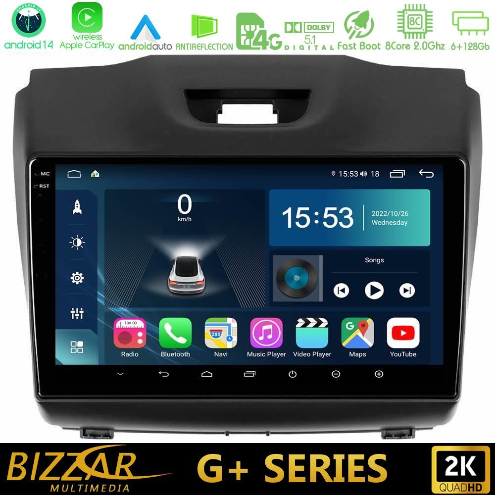 Bizzar G+ Series Isuzu D-MAX 2012-2019 8core Android14 6+128GB Navigation Multimedia Tablet 9"