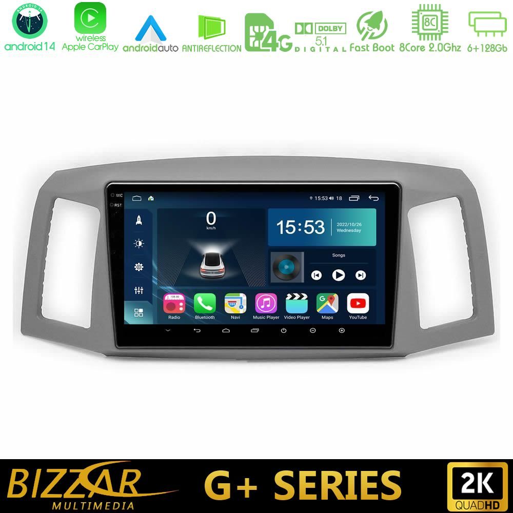 Bizzar G+ Series Jeep Grand Cherokee 2005-2007 8core Android14 6+128GB Navigation Multimedia Tablet 10"
