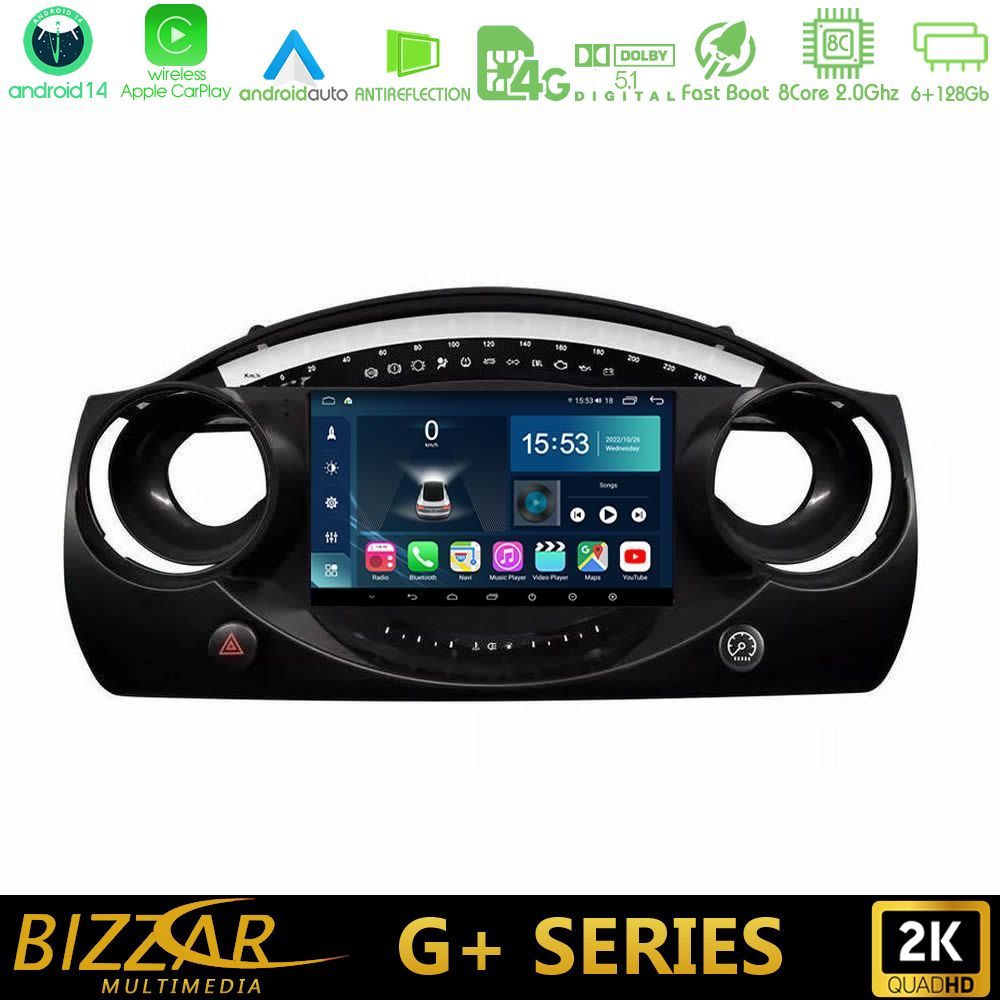 Bizzar G+ Series Mini Cooper R50 8Core Android14 6+128GB Navigation Multimedia Tablet 9"