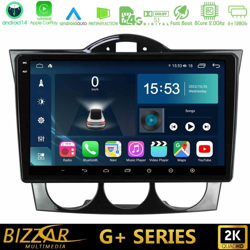 Bizzar G+ Series Mazda RX8 2003-2008 Auto Clima 8Core Android14 6+128GB Navigation Multimedia Tablet 9"