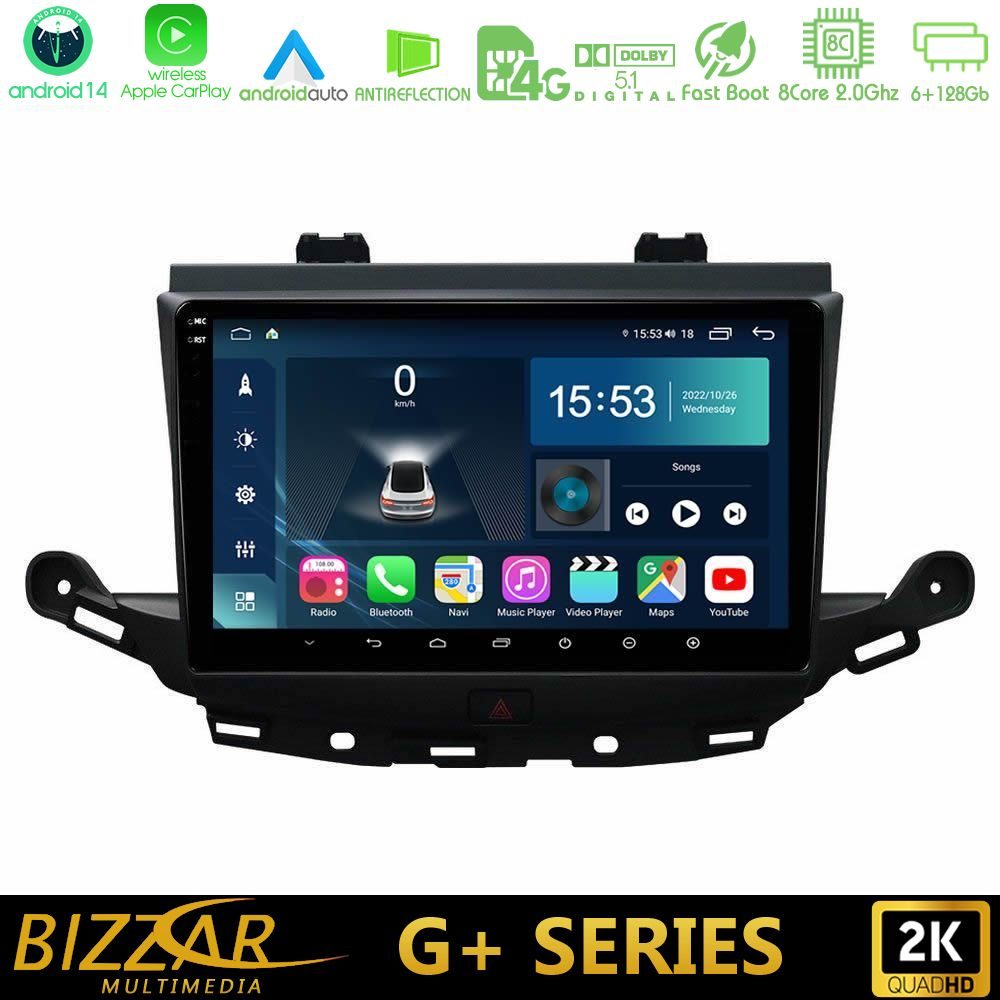 Bizzar G+ Series Opel Astra K 2015-2019 8core Android14 6+128GB Navigation Multimedia Tablet 9"