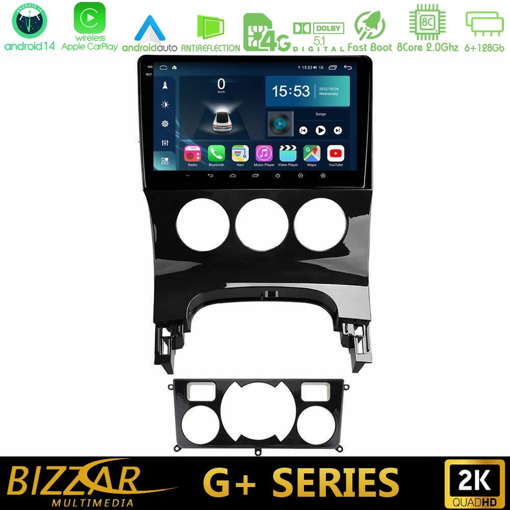 Bizzar G+ Series Peugeot 3008 AUTO A/C 8core Android14 6+128GB Navigation Multimedia Tablet 9"