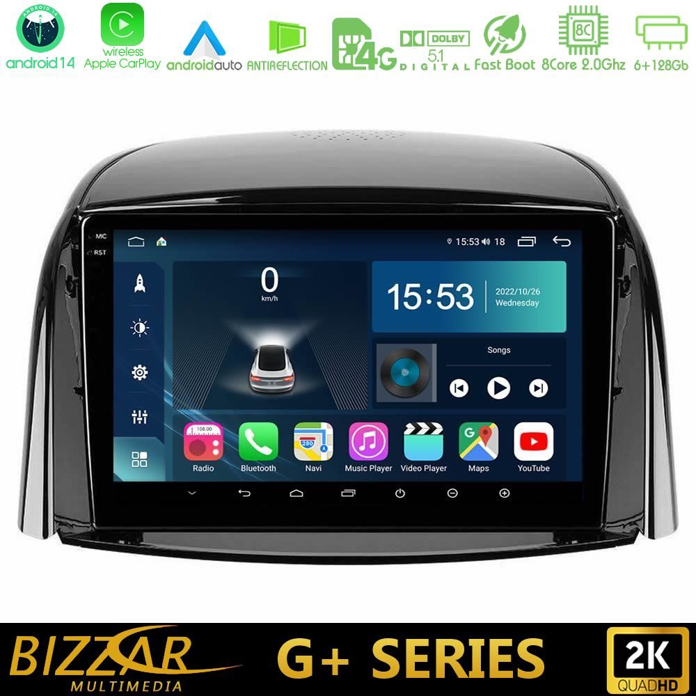 Bizzar G+ Series Renault Koleos 2007-2015 8Core Android14 6+128GB Navigation Multimedia Tablet 9"