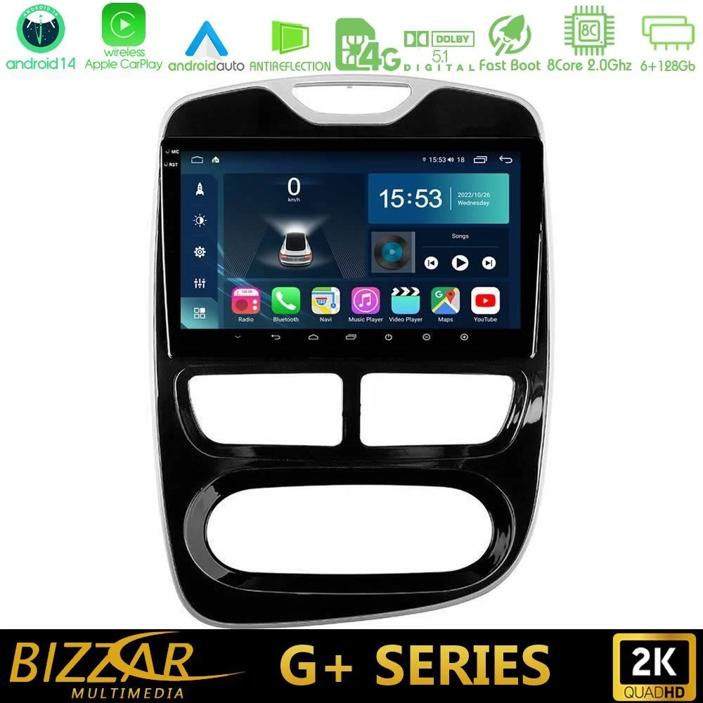 Bizzar G+ Series Renault Clio 2012-2016 8core Android14 6+128GB Navigation Multimedia Tablet 9"