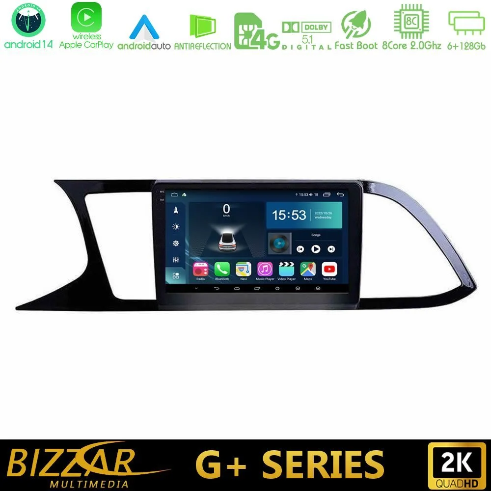 Bizzar G+ Series Seat Leon 2013 – 2019 8core Android14 6+128GB Navigation Multimedia Tablet 9"