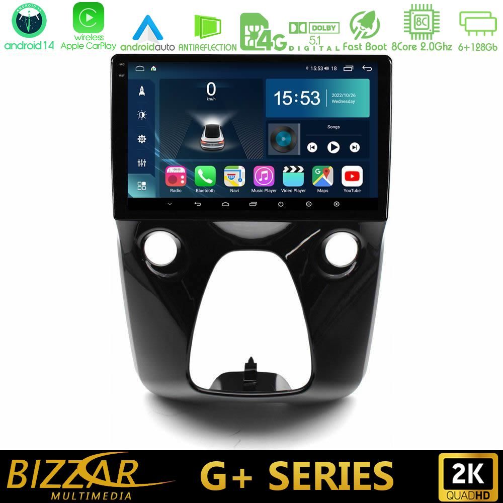 Bizzar G+ Series Toyota Aygo | Citroen C1 | Peugeot 108 8core Android14 6+128GB Navigation Multimedia 10"