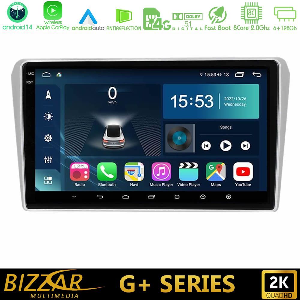 Bizzar G+ Series Toyota Avensis T25 02/2003 – 2008 8core Android14 6+128GB Navigation Multimedia Tablet 9"