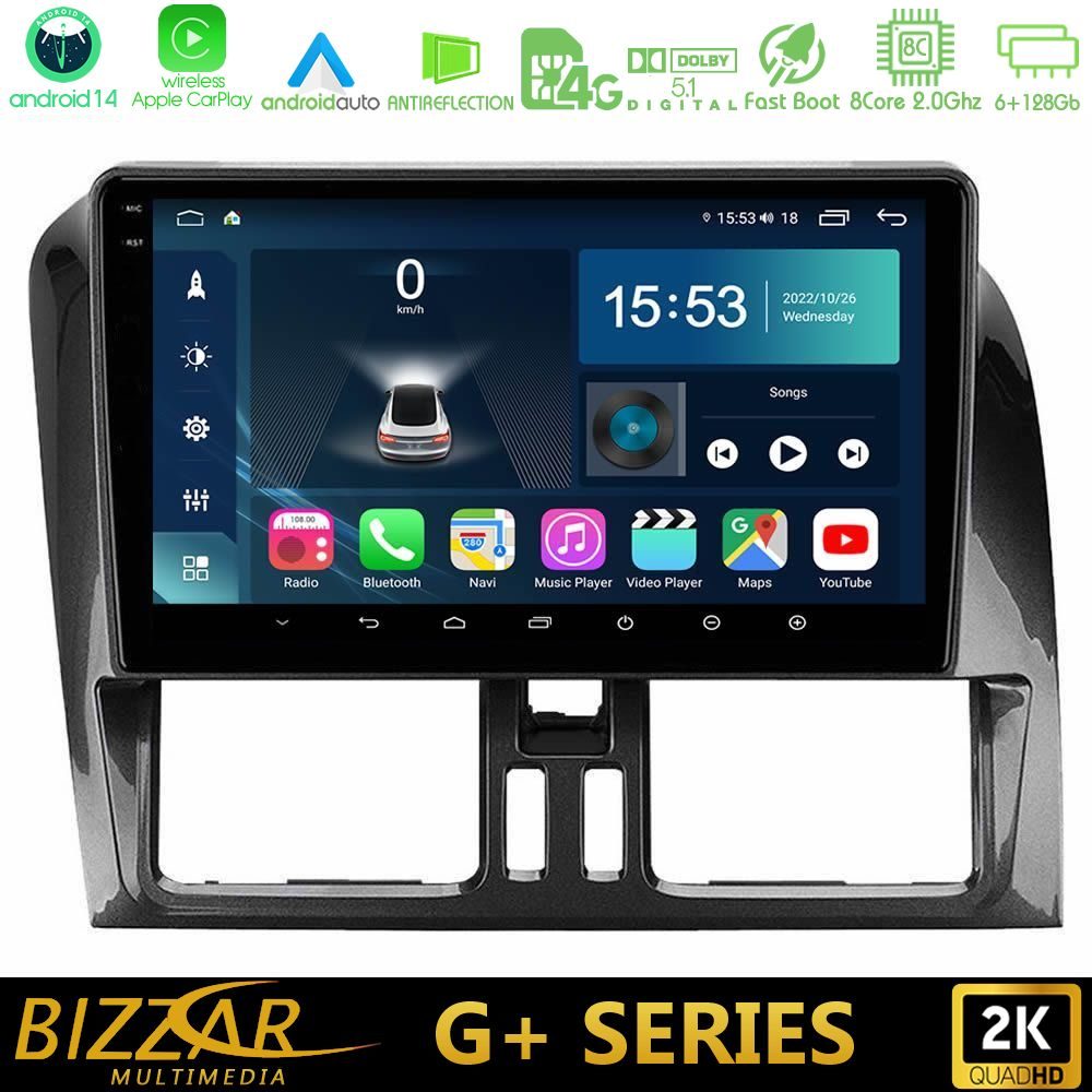 Bizzar G+ Series Volvo XC60 2009-2012 8core Android14 6+128GB Navigation Multimedia Tablet 9"