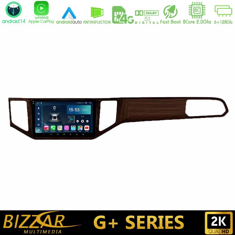 Bizzar G+ Series VW Sportsvan 2014-2020 8Core Android14 6+128GB Navigation Multimedia Tablet 9" (Ξύλινη απόχρωση)