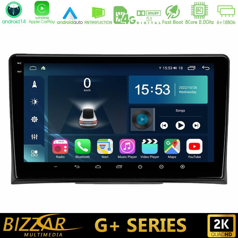 Bizzar G+ Series VW Transporter 2003-2015 8Core Android14 6+128GB Navigation Multimedia Tablet 9"