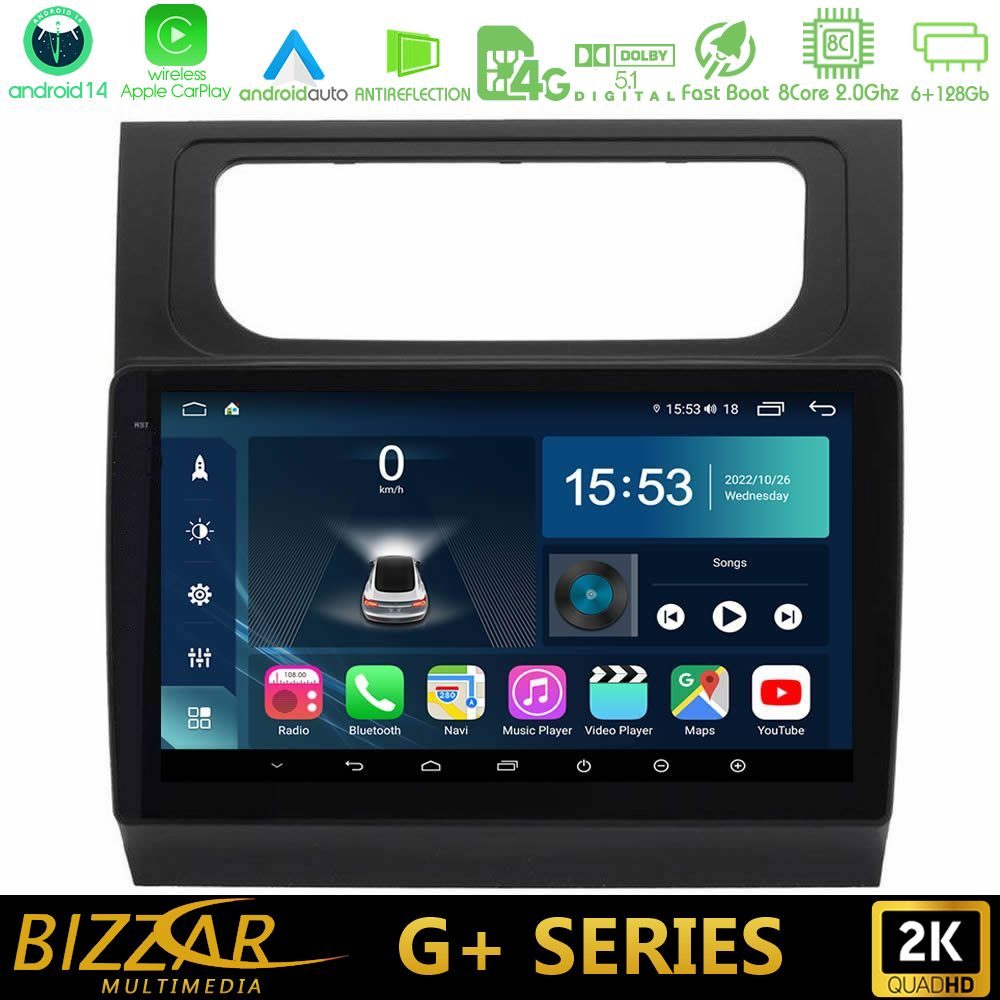 Bizzar G+ Series VW Touran 2011-2015 (Auto A/C) 8Core Android14 6+128GB Navigation Multimedia Tablet 10"