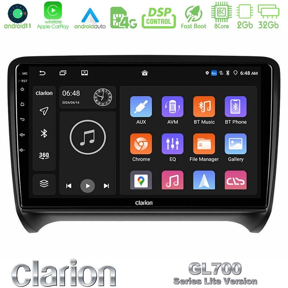 Clarion GL700 Lite Series 8Core Android11 2+32GB Audi TT B7 Navigation Multimedia Tablet 9" Με Carplay & Android Auto