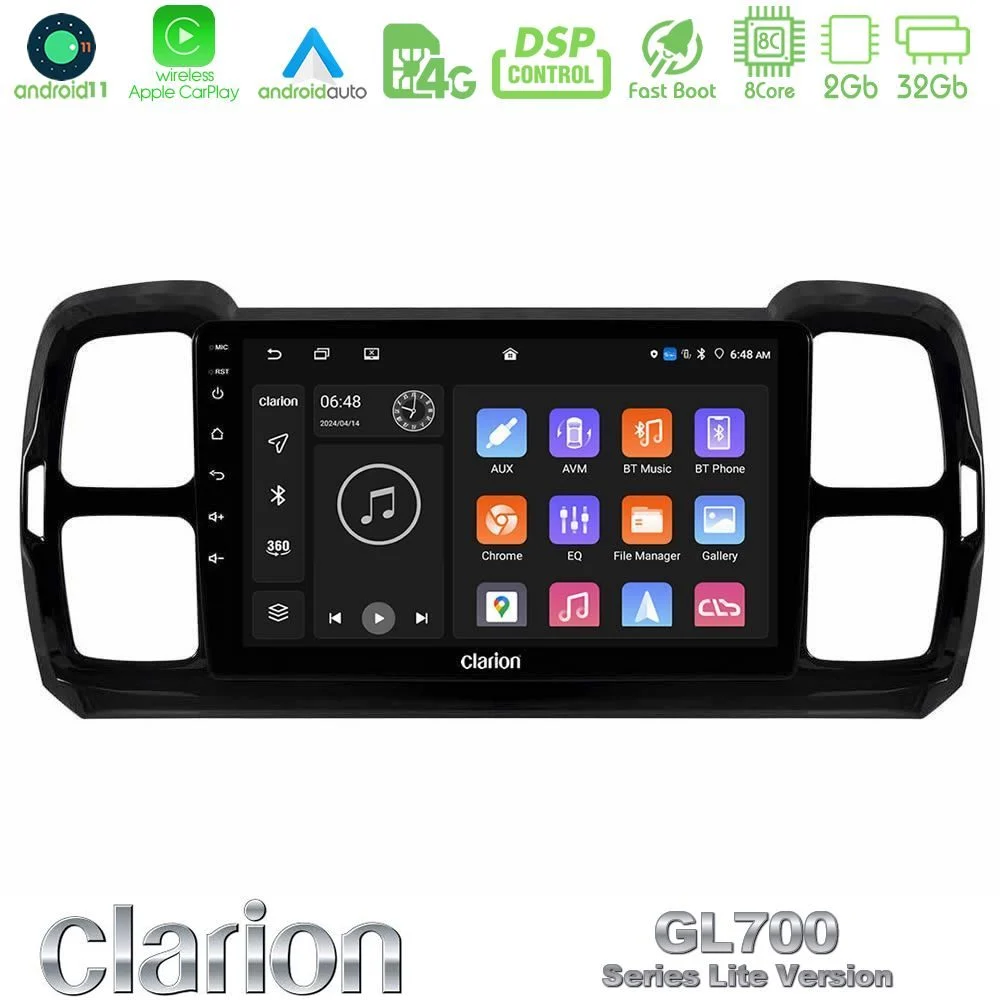 Clarion GL700 Lite Series Citroen DS5 Aircross 2017-2021 8Core Android11 2+32GB Navigation Multimedia Tablet 9" Με Carplay & Android Auto Με Carplay & Android Auto