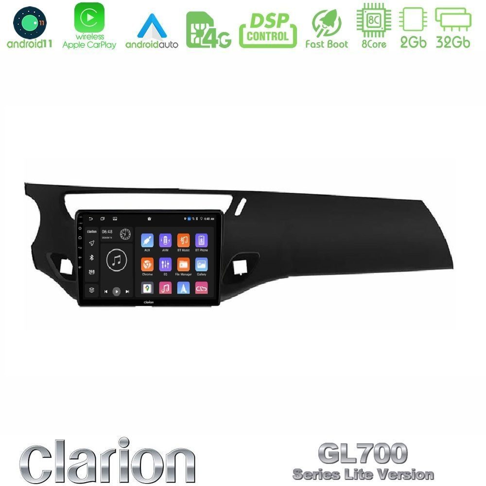 Clarion GL700 Lite Series 8Core Android11 2+32GB Citroen C3/DS3 2009-2016 Navigation Multimedia Tablet 9" Με Carplay & Android Auto