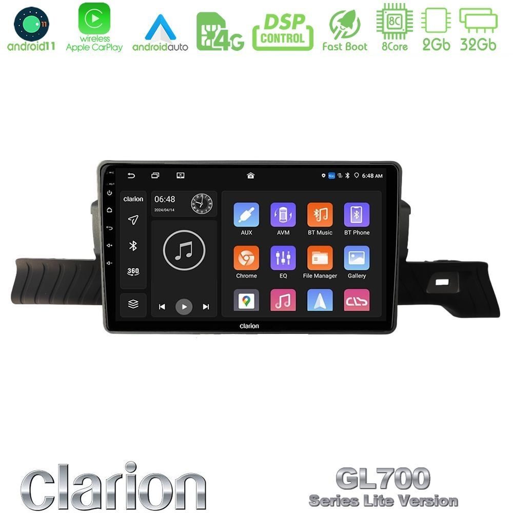 Clarion GL700 Lite Series 8Core Android11 2+32GB Citroen C3 You 2025-> Navigation Multimedia Tablet 9" Με Carplay & Android Auto