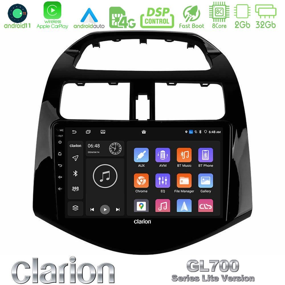 Clarion GL700 Lite Series 8Core Android11 2+32GB Chevrolet Spark 2009-2015 Navigation Multimedia Tablet 9" Με Carplay & Android Auto
