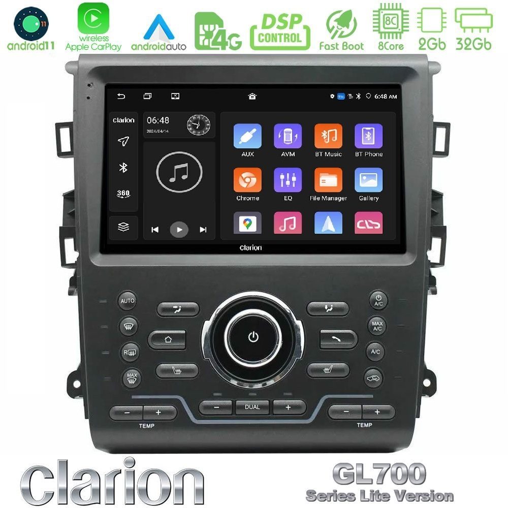 Clarion GL700 Lite Series 8Core Android11 2+32GB Ford Mondeo 2014-2021 Navigation Multimedia Tablet 9" Με Carplay & Android Auto