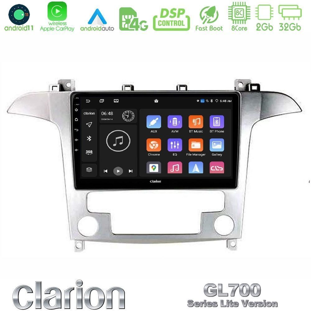 Clarion GL700 Lite Series Ford S-Max 2006-2012 8Core Android11 2+32GB Navigation Multimedia Tablet 9" Με Carplay & Android Auto Με Carplay & Android Auto