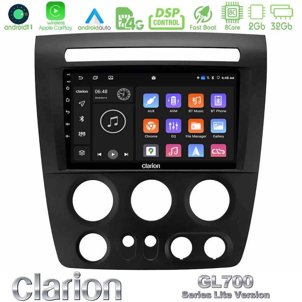 Clarion GL700 Lite Series 8Core Android11 2+32GB Hummer H3 2005-2009 Navigation Multimedia Tablet 9" Με Carplay & Android Auto