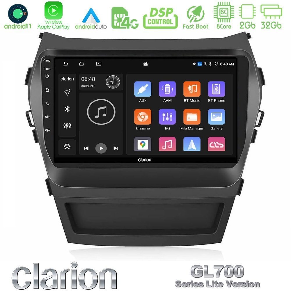 Clarion GL700 Lite Series 8Core Android11 2+32GB Hyundai iX45 2012-2017 Navigation Multimedia Tablet 9" Με Carplay & Android Auto