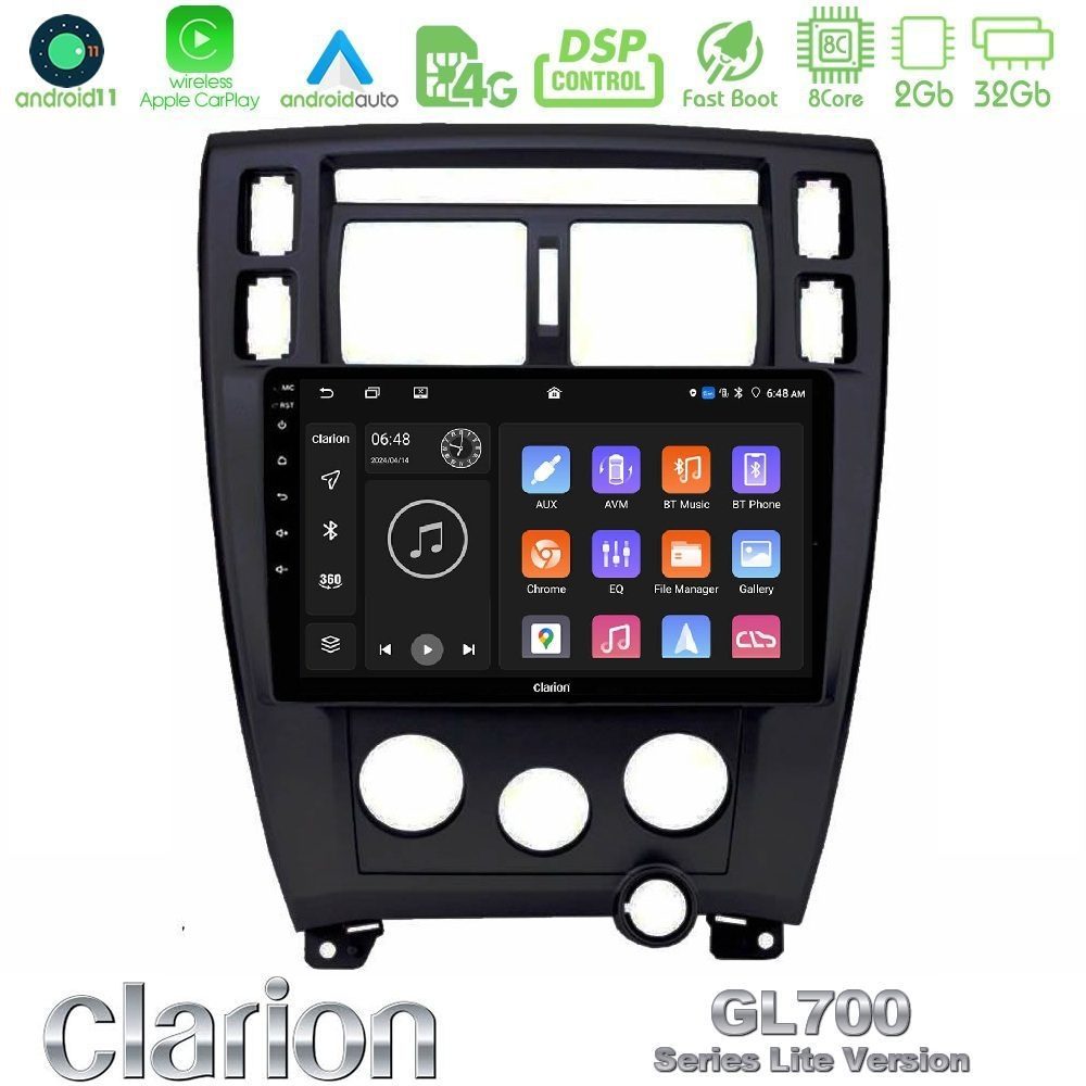 Clarion GL700 Lite Series Hyundai Tucson 2006 – 2013 8Core Android11 2+32GB Navigation Multimedia Tablet 10" Με Carplay & Android Auto Με Carplay & Android Auto