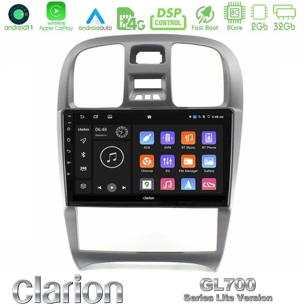Clarion GL700 Lite Series 8Core Android11 2+32GB Hyundai Sonata 2001-2005 Navigation Multimedia Tablet 9" Με Carplay & Android Auto