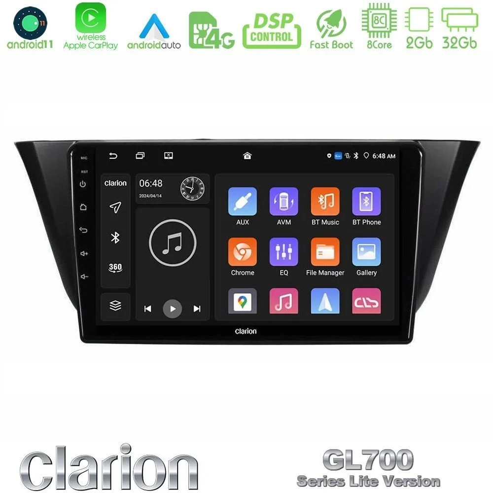 Clarion GL700 Lite Series 8Core Android11 2+32GB Iveco Daily 2014-2025 Navigation Multimedia Tablet 9" Με Carplay & Android Auto