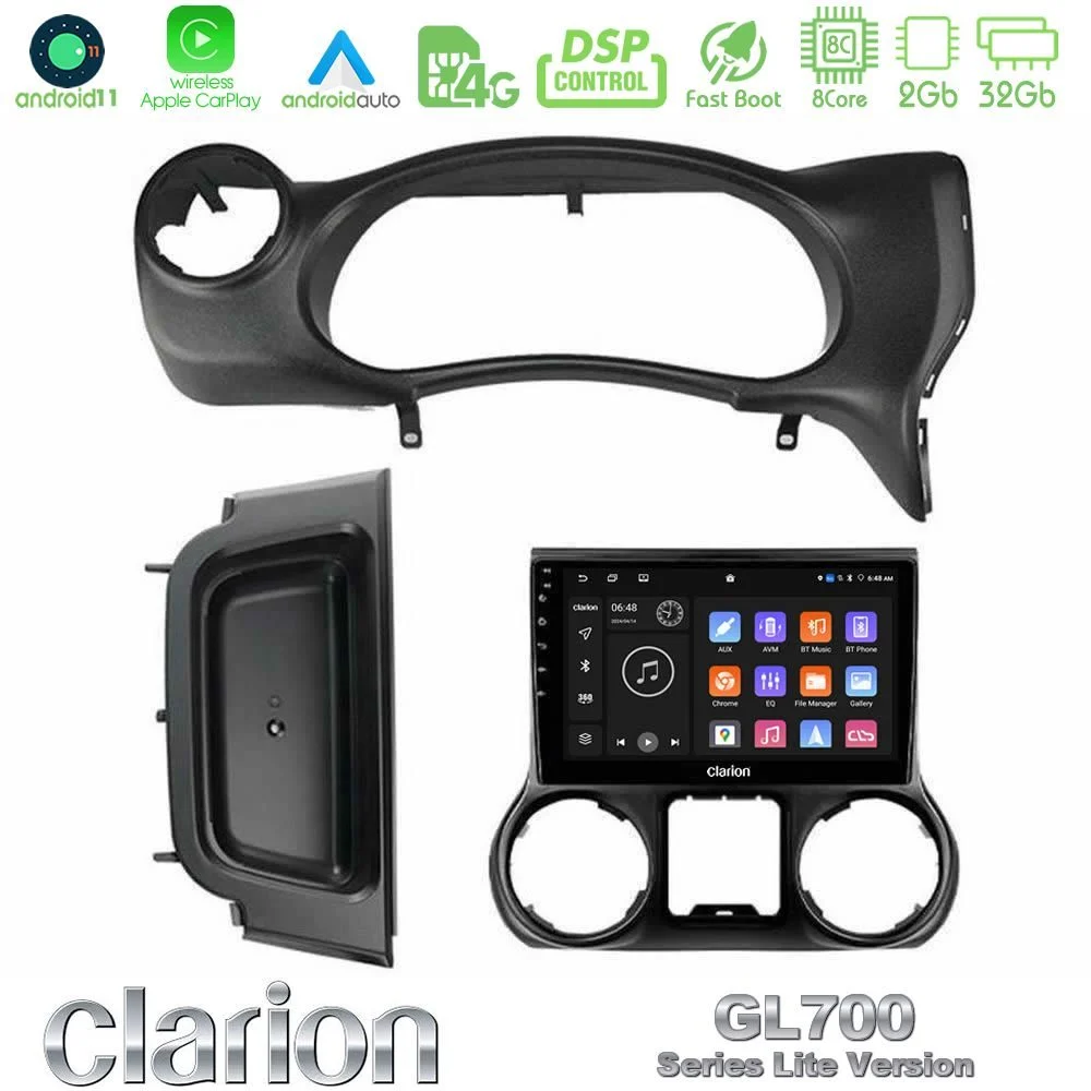 Clarion GL700 Lite Series 8Core Android11 2+32GB Jeep Wrangler 2014-2017 Navigation Multimedia Tablet 10" Με Carplay & Android Auto