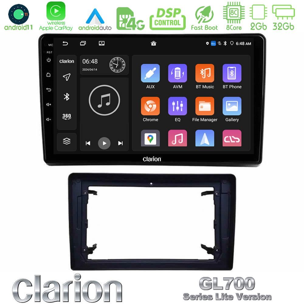 Clarion GL700 Lite Series 8Core Android11 2+32GB Chrysler / Dodge / Jeep Navigation Multimedia Tablet 10" Με Carplay & Android Auto