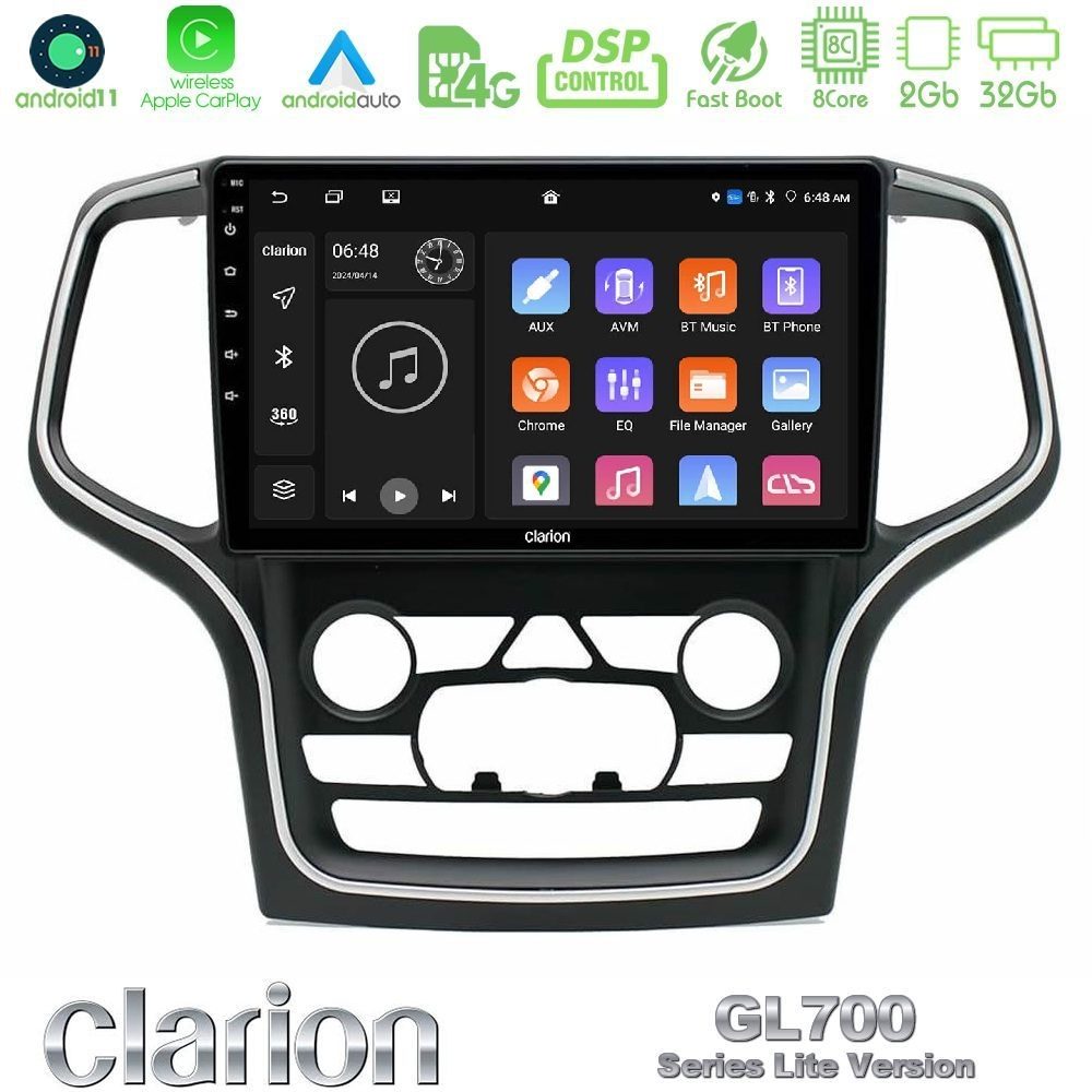 Clarion GL700 Lite Series 8Core Android11 2+32GB Jeep Grand Cherokee 2014-2020 Navigation Multimedia Tablet 10" Με Carplay & Android Auto