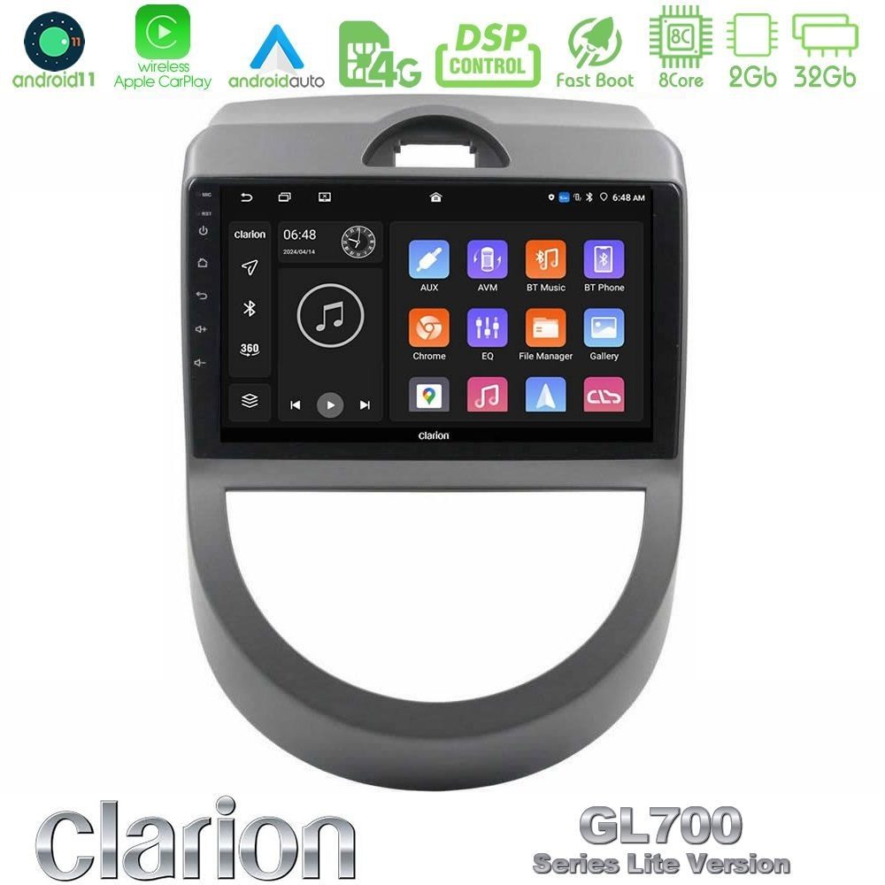 Clarion GL700 Lite Series 8Core Android11 2+32GB Kia Soul 2009-2011 Navigation Multimedia Tablet 9" Με Carplay & Android Auto