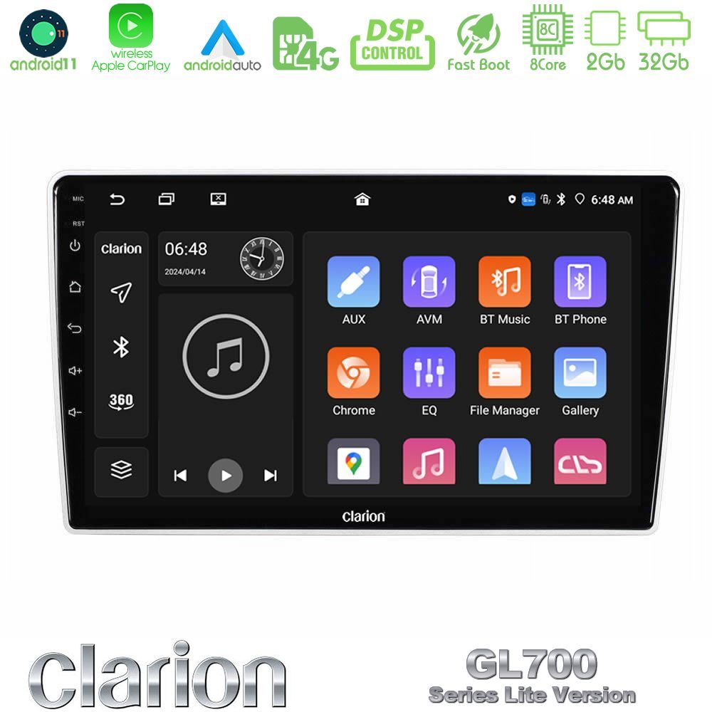 Clarion GL700 Lite Series Kia Sportage 2005-2008 8Core Android11 2+32GB Navigation Multimedia Tablet 9" Με Carplay & Android Auto Με Carplay & Android Auto