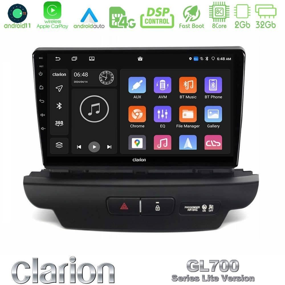 Clarion GL700 Lite Series 8Core Android11 2+32GB Kia Ceed 2018-2023 Navigation Multimedia Tablet 9" Με Carplay & Android Auto (Low Version)