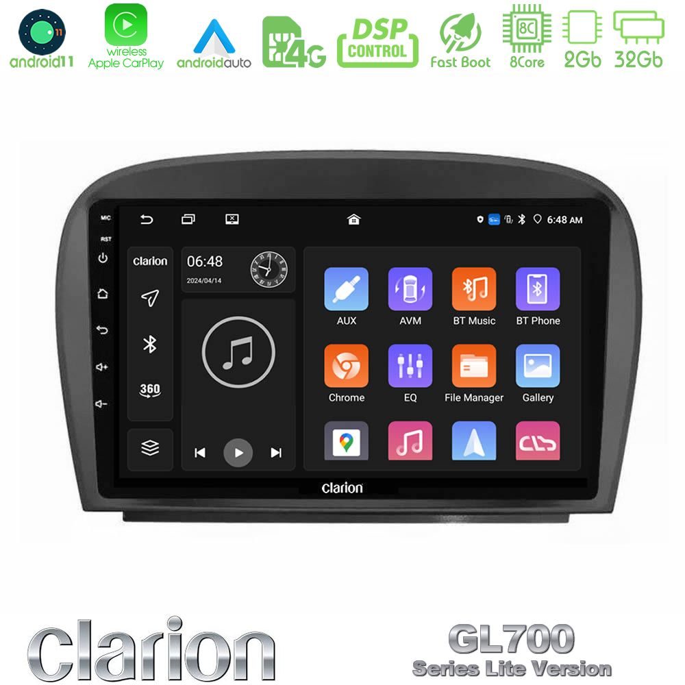 Clarion GL700 Lite Series 8Core Android11 2+32GB Mercedes SL Class 2005-2011 Navigation Multimedia Tablet 9" Με Carplay & Android Auto