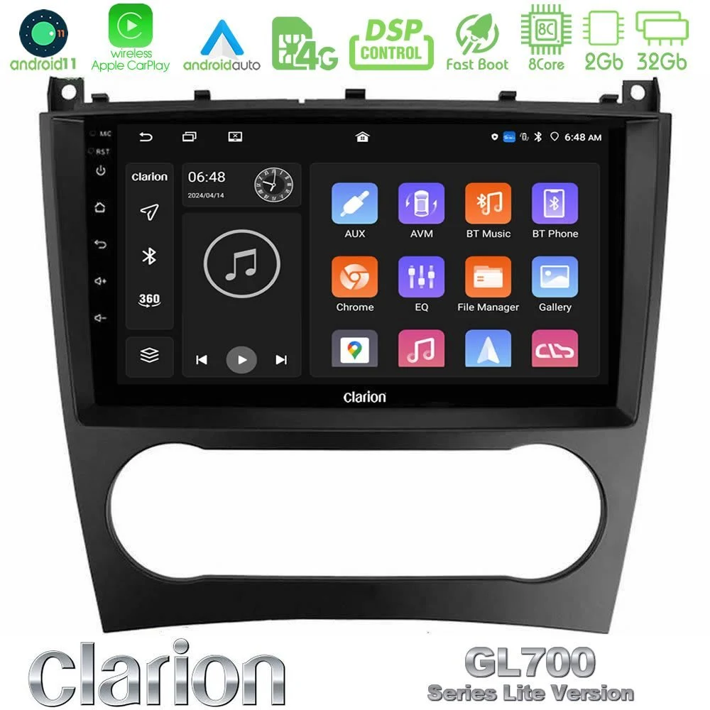 Clarion GL700 Lite Series 8Core Android11 2+32GB Mercedes W203 Facelift Navigation Multimedia Tablet 9" Με Carplay & Android Auto